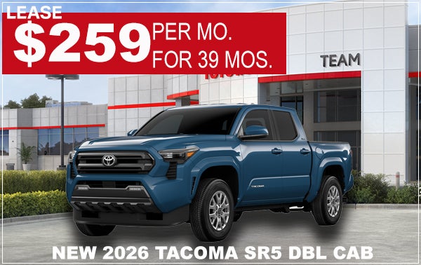 $259/MO LEASE ON NEW 2026 TACOMA SR5 DBL CAB