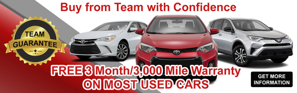 FREE 3 MONTH/3,000 MILE WARRANTY ON MOST USED CARS